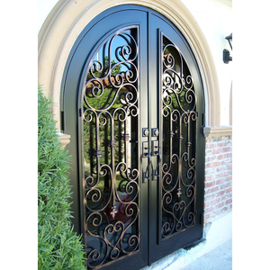 <span class=keywords><strong>Porta</strong></span> Classica in Ferro Battuto a Doppia Anta con Vetro Temperato e Isolamento Termico per Ingresso Villa - Product Image 6