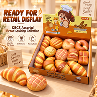 Lot de 12 jouets squishy en forme de pain, en PU souple, à remontée lente, réalistes, pour la pâtisserie, anti-stress, avec boîte de présentation