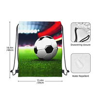 Sac à dos à cordon en polyester avec impression intégrale pour enfants, motif ballon de football