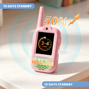 วิทยุสื่อสารสำหรับเด็ก 2 ชิ้น, ของเล่นชาร์จไฟได้ 1000mAh พร้อมกล้อง HD เปลี่ยนเสียงได้, เล่นสนุกกลางแจ้งระยะไกล, สีฟ้าชมพู - Product Image 2