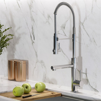 Grifo de Cocina Moderno Cromado con Rociador Extraíble y Llenador de Ollas para una Fácil Limpieza del Fregadero