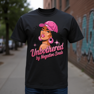 Camiseta Black Queen Afro American Unbothered By Negative Souls para adultos, talla pequeña, algodón, poliéster, manga corta - Product Image 3