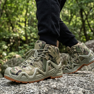 Botas de Senderismo de Media Caña SF07 de Cuero Vacuno con Camuflaje, Calzado Táctico Resistente para Exteriores - Product Image 2