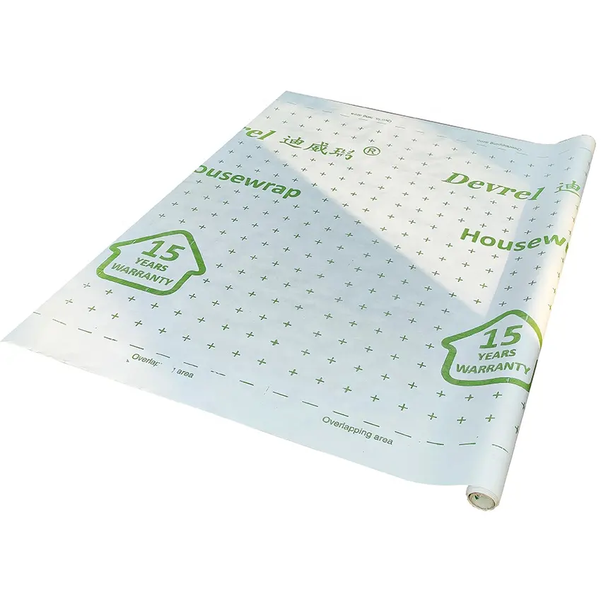 방주 17 HDPE 날씨 장벽 수증기 침투성 homewrap 롤 방수 통기성 멤브레인 하우스 랩 housewrap