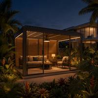 Pergola motorisée moderne en aluminium économique avec lames orientables, protection UV UPF 50+, imperméable, pour terrasse extérieure, jardin et villa