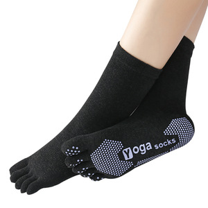 Yoga Socks Mid Calf Five Finger Split Toe Anti Slip Cotton Women's Fitness Pilates Socks - Product Image 3