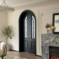Porte de sécurité moderne de luxe noire à double ouverture en bois massif fini pour l'intérieur