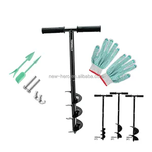 Taladro Manual en espiral para jardín, diámetro de 100/150/180/200mm y longitud de 60/85 CM, excavadora de agujeros de poste de mano, barrena de tierra con mango en T