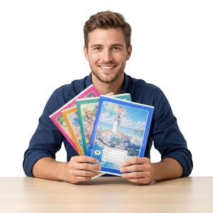 Cuaderno de ejercicios francés con encuadernación cosida, cubierta de papel estucado, cuaderno escolar, precio de fábrica, impresión personalizada, proveedor OEM - Product Image 4