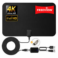 Antenne HDTV intérieure amplifiée 4K 1080P, alimentée par USB, 35dBi, câble de 3,5 m, chaînes gratuites, sans frais mensuels, plug and play, portée de 200 milles