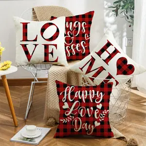 Sẵn Sàng Thực hiện Màu Đỏ Kiểm Tra Valentine Bộ Sưu Tập Ném Gối Bao Gồm, Linen In Sofa Đệm Bao Gồm Cho Ngày Valentine