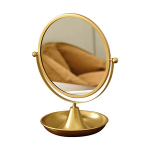 <span class=keywords><strong>Miroir</strong></span> de Maquillage Rond HD en Fer Argenté avec Design Réglable à Simple Face pour la Maison et la Chambre d'Étudiant - Product Image 4