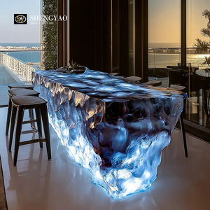 Encimeras de Barra de Resina de Piedra Artificial de Lujo con Cristales Minerales Iluminados en Morado para Cocina, Hotel o Villa - Product Image 2