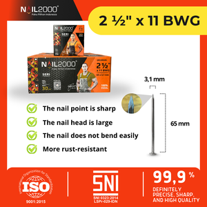 Clavos Comunes Pulidos de Calibre Grueso Superior con Cabeza Antideslizante para Construcción de Alta Resistencia - Product Image 2