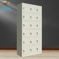 Casier en acier à 18 portes pour employés, étudiants et salle de sport Mini armoire de rangement verrouillable à clé avec bois et stratifié compact pour l'extérieur