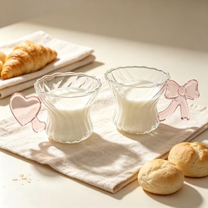 Set di Tazze da <span class=keywords><strong>Caffè</strong></span> Latte a Forma di <span class=keywords><strong>Cuore</strong></span>, Bicchieri in Vetro per Casa, Tazze Creative per Coppie, Bicchieri d'Acqua di Alta Qualità - Product Image 3