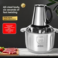 Hachoir à viande électrique mini en acier inoxydable, 3 vitesses, 200-500W, tension universelle, robot culinaire domestique
