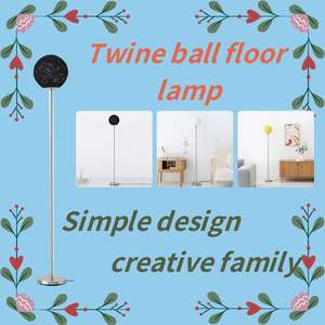 Lampe sur pied moderne contemporaine de style chinois <span class=keywords><strong>abat</strong></span>-<span class=keywords><strong>jour</strong></span> en rotin avec cordon en coton LED décoration intérieure sol Lamp-E26/E27 Base - Product Image 2