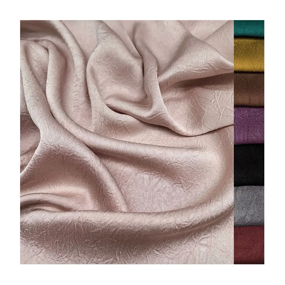 Produk baru lembut halus matte kerut sutra 100% poliester asetat kain satin untuk Blus/dress/pakaian tidur