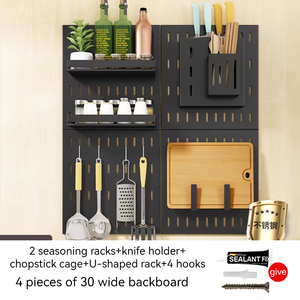 Home <strong>Storage</strong> DIY <strong>Wall</strong> Organizer Garage &amp; Kitchen Metal <strong>Wall</strong> <strong>Storage</strong> <strong>Rack</strong> 30x30cm Four Layers Modern Design - Product Image 3