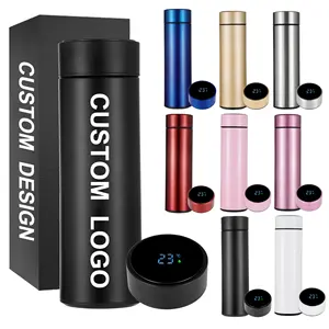 Logotipo personalizado 500ml Smart LED Thermos Garrafa Tumbler Digital Thermo Fabricação Vacuum Flask com Display de temperatura para o presente