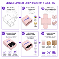 Boîte à bijoux coulissante en carton avec fonction de présentation, plateau en velours personnalisé pour collier
