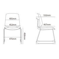 Chaise de bureau d'entraînement empilable en plastique avec cadre à patins ventilé, accoudoirs fixes, respirante, pivotante et réglable en hauteur pour le bureau à domicile