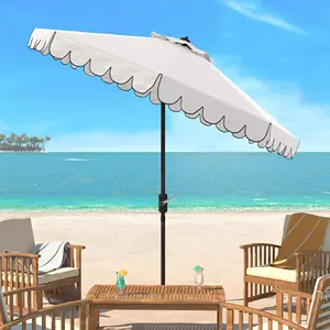 9ft Aluminium Paal Polyester Stof Maket Paraplu Voor Buiten Zomer Strand Patio Parasol Tuin Parasols