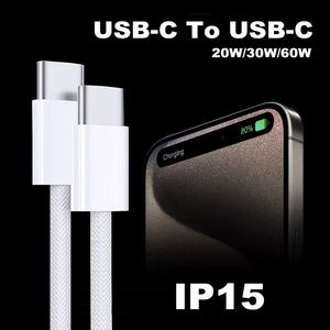 Cable DE DATOS <span class=keywords><strong>USB</strong></span> <span class=keywords><strong>C</strong></span> a <span class=keywords><strong>USB</strong></span> <span class=keywords><strong>C</strong></span> trenzado tipo <span class=keywords><strong>C</strong></span> 1M/2M PD carga rápida cobre puro con chaqueta de nailon cable cargador de teléfono móvil - Product Image 4