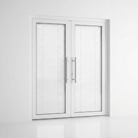 Porte chinoise moderne à double battant avec grilles décoratives, verre trempé, acier inoxydable, étanche et à rupture de pont thermique pour jardin et patio