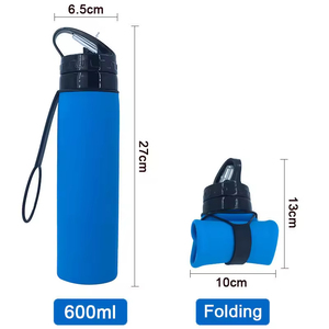 Botella de Agua Plegable de Silicona Personalizada al por Mayor, Botella de Agua Deportiva Reutilizable y Plegable para Viajes - Product Image 3