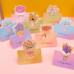 Personalizado CMYK tridimensional ramo de flores tarjeta de felicitación Mensaje de bendición tarjeta pequeña gracias tarjeta pequeña - Product Image 3