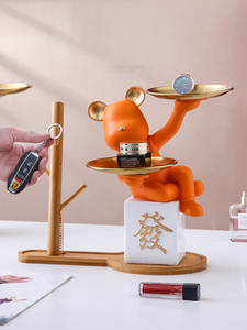 Luxury Key Storage Tray and Violent Bear Ornament <b>Resin</b> Crafts for TV Cabinet Desktop Entrance Housewarming New Home Gifts - Product Image 2