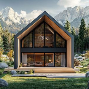 Villa préfabriquée moderne de luxe en acier, structure en acier, toit triangulaire, 2 chambres, design élégant - Product Image 1