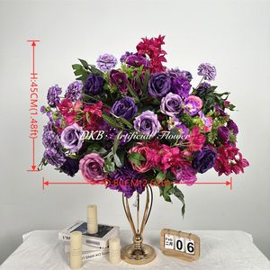 Boule de fleurs artificielle classique en forme de rose violette, arrangement floral pour centre de table, décoration de mariage - Product Image 2