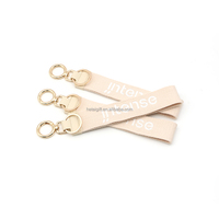 Porte-clés bracelet en toile personnalisé avec logo brodé blanc crème pour moto et voiture, avec anneau ouvert