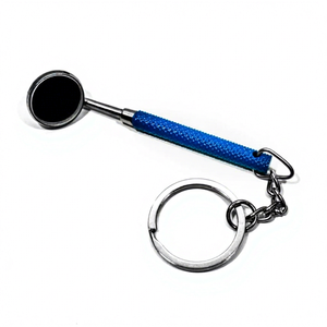 Porte-clés miroir dentaire avec attache chaîne |   Cadeau pour dentiste, orthodontiste, endodontiste |   Étudiants en médecine, acier inoxydable doré - Product Image 1