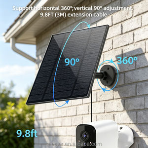 Panel Solar para Cámara de Seguridad de 5W, Micro USB y USB-C, Resistente al Agua IP65, 360 °   Soporte con cable de 9.8 pies, negro, 1 paquete - Product Image 2