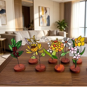 Décoration de table <span class=keywords><strong>en</strong></span> verre teinté <span class=keywords><strong>à</strong></span> thème végétal de style europé<span class=keywords><strong>en</strong></span> pour la fête des mères et les anniversaires, cadeau, ornements floraux de table - Product Image 4