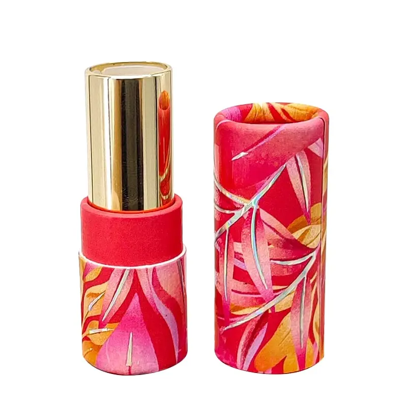 Custom Eco Friendly Color Printing Coated Paper Lipstick Container Lip Balm Paper Core Twist Up Lipstick Paper Tube