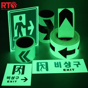 Arrow Man Running Exit Sign Custom Eco Solvent Sheet Printable Luminous Tape Sticker Glow In The Dark