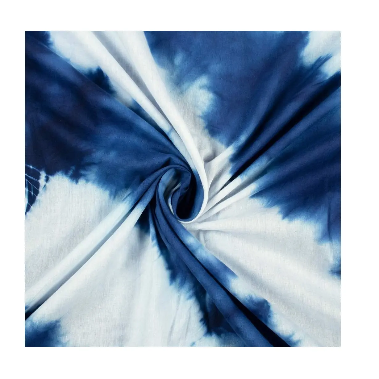 Indigo Blue Tie Dye Fabric, light Weight Soft Cotton Blue and White Fabric