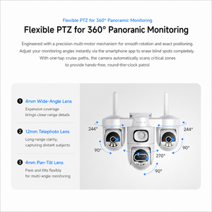 CS623ZS กล้องวงจรปิด4เลนส์ PTZ 1080P Ai, กล้องตรวจตราความปลอดภัยภายนอกเลนส์คู่กล้องซูมคู่กล้อง <span class=keywords><strong>IP</strong></span> Wi-Fi - Product Image 5