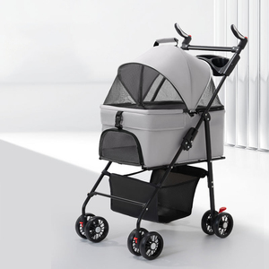 Passeggino Pieghevole Leggero <span class=keywords><strong>per</strong></span> Animali Domestici con Chiusura a Cerniera e Design Staccabile, Capacità 15kg <span class=keywords><strong>per</strong></span> Cani e Gatti di Piccola e Media Taglia - Product Image 2