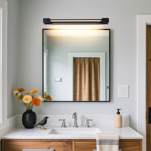Modern Minimalist Aluminum LED Wall Lamp 3500K Warm White Rectangular Black Shade Dimmable Wall-Mounted for <b>Bathroom</b> - Product Image 6