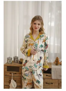 Conjunto de pijama de satén viscoso para mujer, ropa de dormir personalizada de diseñador