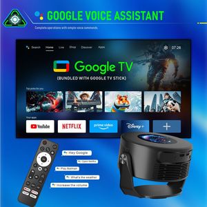 Proyector WESOPRO HY300 MAX 720P HD BT5.0 Google TV Allwinner H137 con Altavoces Integrados, 8GB ROM, <span class=keywords><strong>Cine</strong></span> <span class=keywords><strong>en</strong></span> Casa Inteligente - Product Image 2