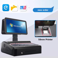 Sistema POS de Pantalla Táctil Dual de 15.6 Pulgadas, Terminal de Caja Todo en Uno, Diseño Android/Win10, Wi-Fi 6, Escáner NFC, Cajón de Dinero, 2GB