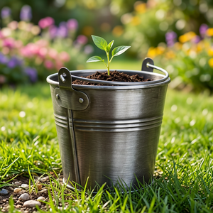 AK Brass Small <b>mini</b> metal nickel silver antique bucket for table flower <b>vase</b> planter pots bucket rustic finishing home decor - Product Image 3