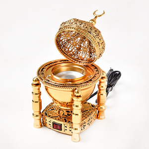 Set Hadiah Dekorasi Rumah Islami Kerajinan Logam Pembakar Dupa Kerucut Bakhoor Arab Pembakar Dupa Elektrik dan Pegangan untuk Ramadhan - Product Image 4